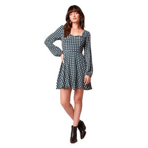 Band of the Free Long Sleeve Patterned Dress With Tie-Back & Smocked Bodice Size